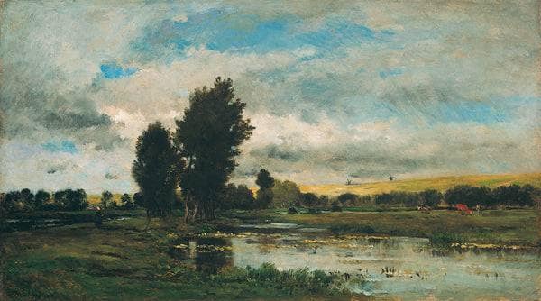 French River Scene by Charles-Francois Daubigny — Oil Painting Reproduction