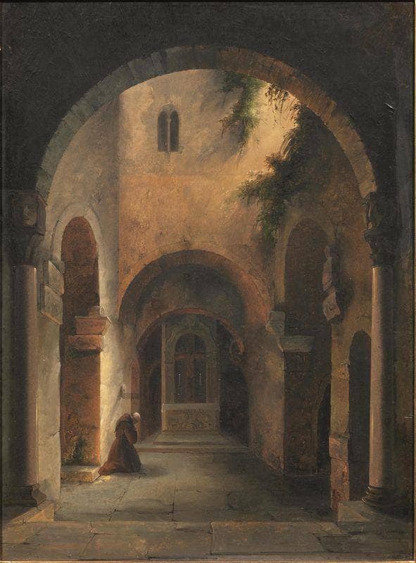 Friar in prayer by Vincenzo Abbati — Oil Painting Reproduction