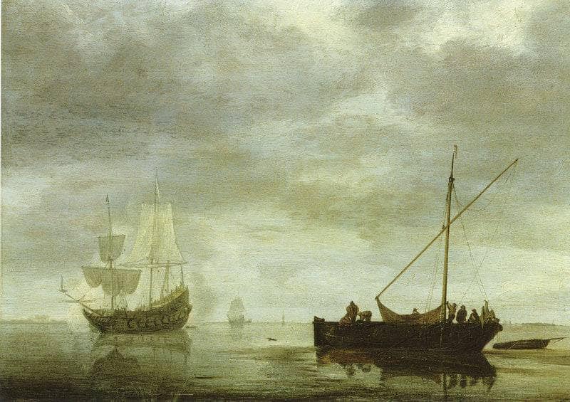 Frigate Giving a Salute by Simon de Vlieger — Oil Painting Reproduction