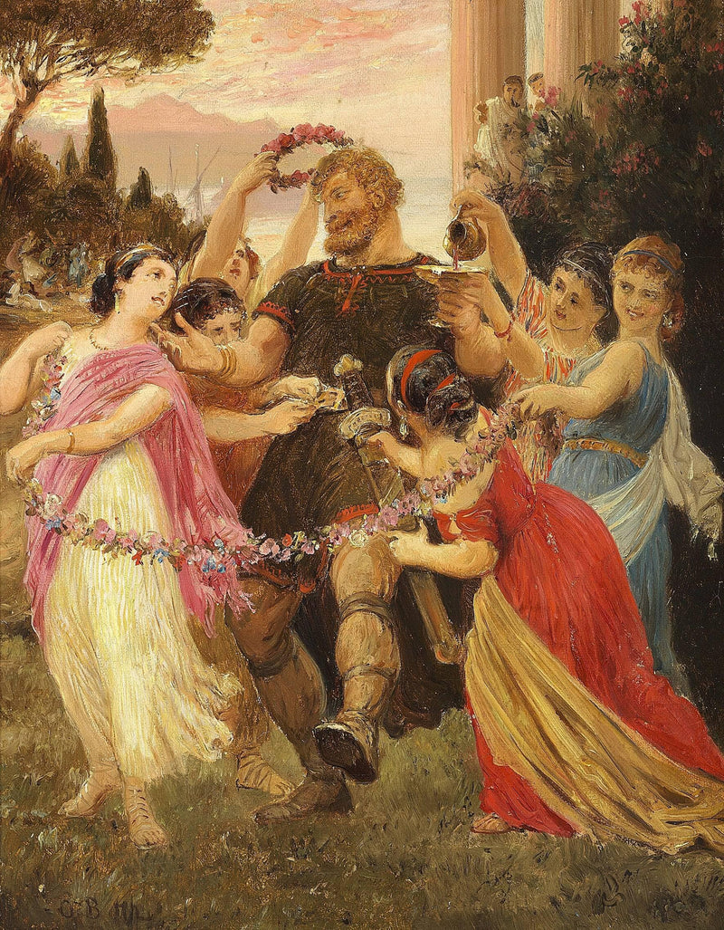 From the Ballet Valkyrien. Bjørn is Dancing with Female Elves by Otto Bache — Oil Painting Reproduction