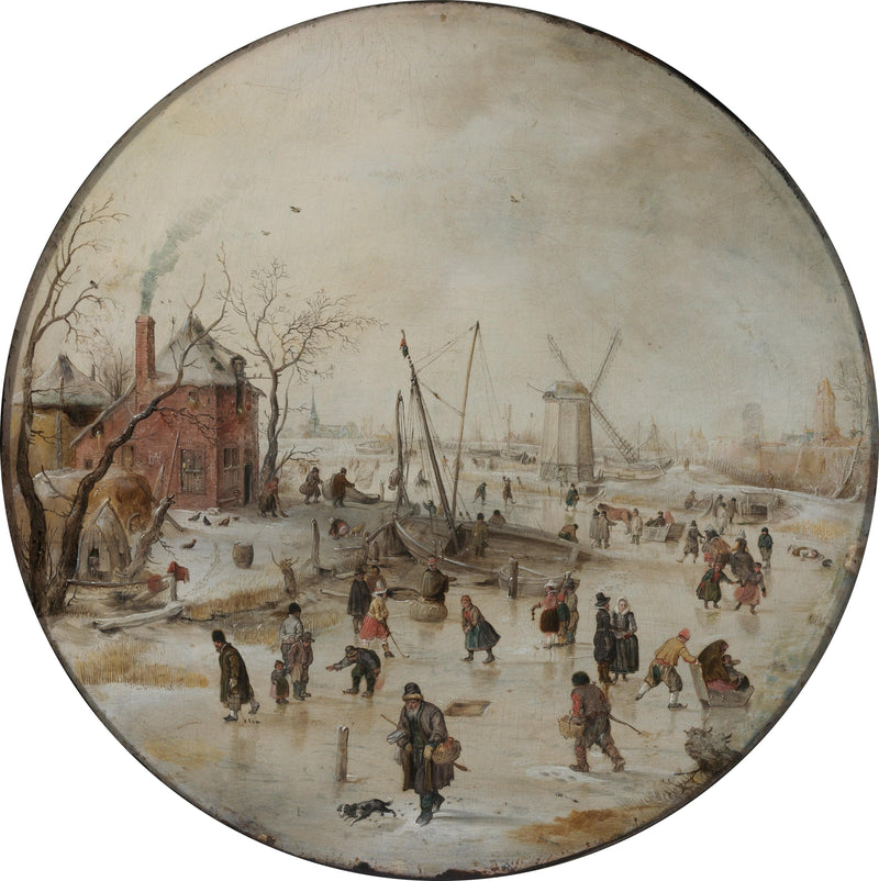 Frozen River with Skaters by Hendrick Avercamp, Oil Painting Reproduction