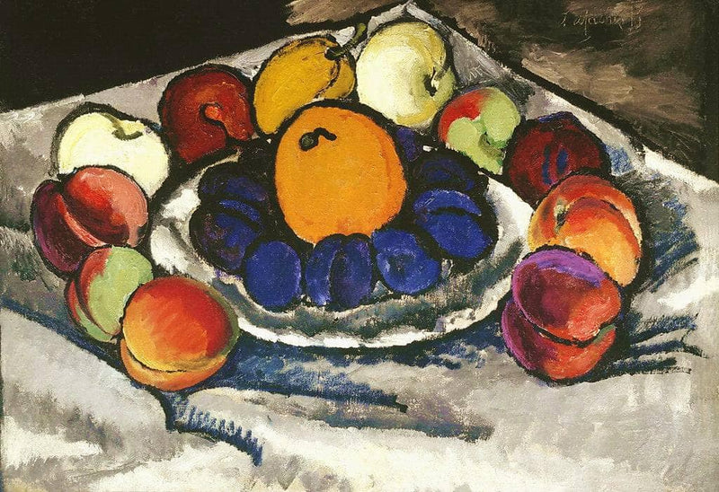Fruit on the plate by Ilya Mashkov — Oil Painting Reproduction