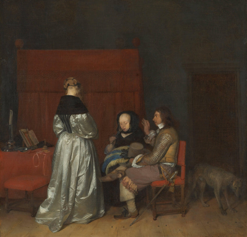 Gallant Conversation (The Paternal Admonition) by Gerard Terborch — Oil Painting Reproduction