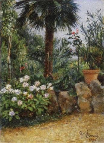 Garden in Grottaferrata by Gustavo Simoni — Oil Painting Reproduction