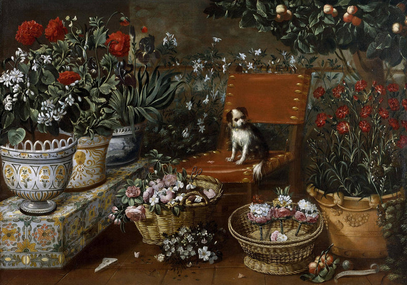 Garden View with a Dog by Tomás Yepes — Oil Painting Reproduction