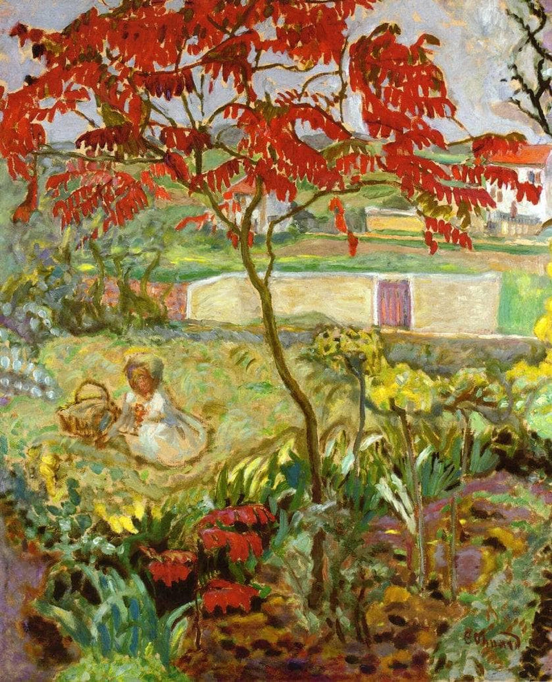 Garden with Red Tree by Pierre Bonnard — Oil Painting Reproduction