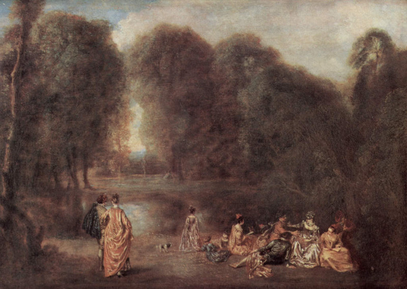 Gathering in the Park by Antoine Watteau — Oil Painting Reproduction