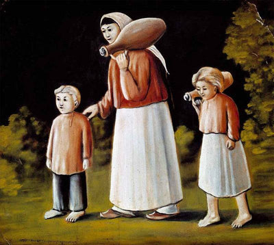 Georgian woman with children in dining room