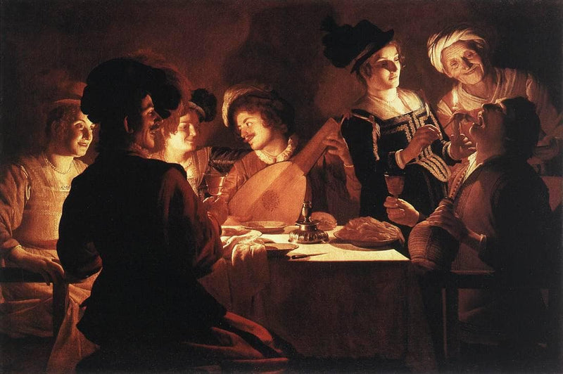 Supper Party with Lute Player by Gerard van Honthorst — Oil Painting Reproduction