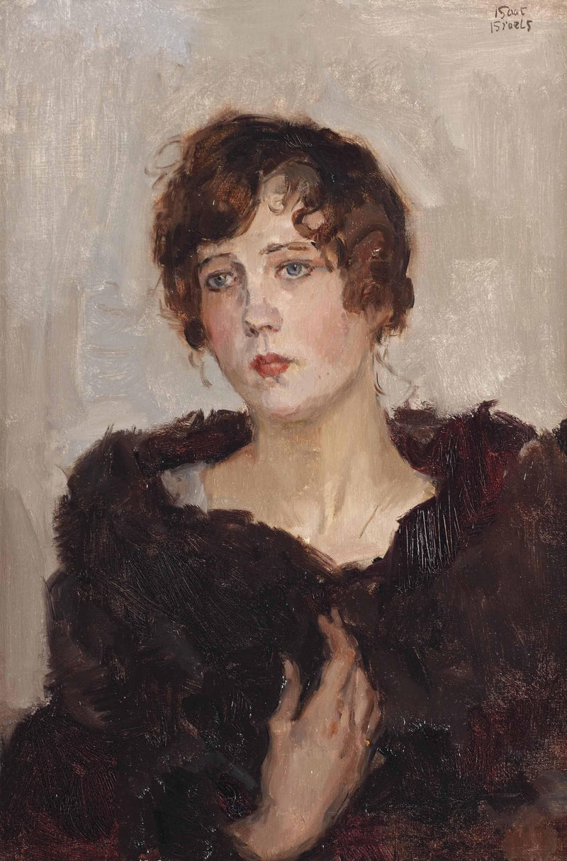 Gertie With Fur Coat by Isaac Israels — Oil Painting Reproduction