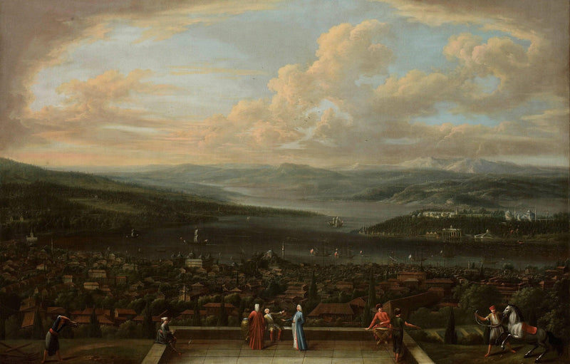 View Of Istanbul From The Dutch Embassy In Pera by Jean Baptiste Vanmour — Oil Painting Reproduction
