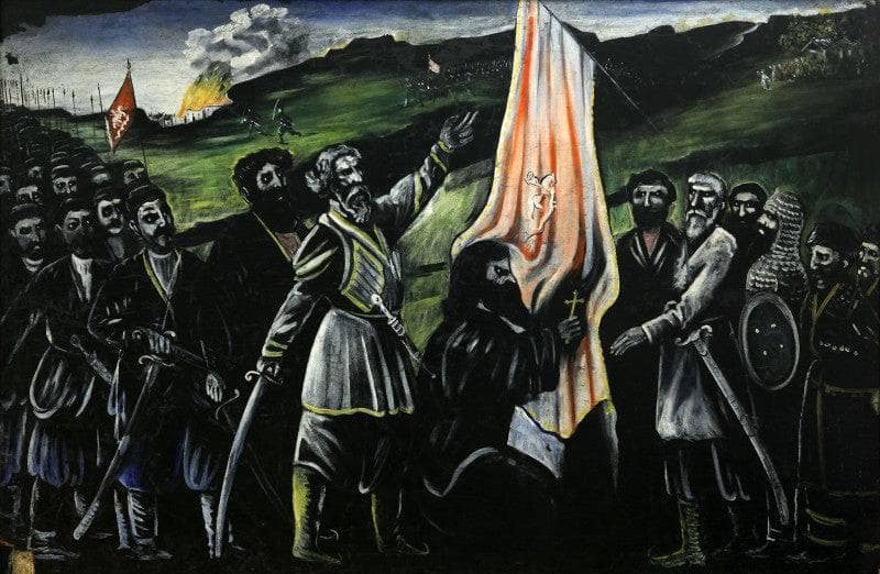 Giorgi Saakadze defending Georgia from enemies by Niko Pirosmani — Oil Painting Reproduction