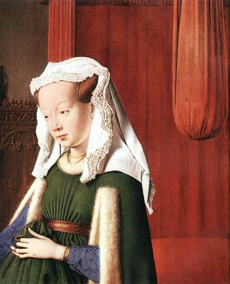Giovanni Arnolfini and His Wife Giovanna Cenami (The Arnolfini Marriage) (detail) by Jan van Eyck — Oil Painting Reproduction