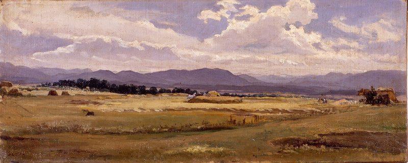 Threshing in the Roman Campagna by Giovanni (Nino) Costa, Oil Painting Reproduction
