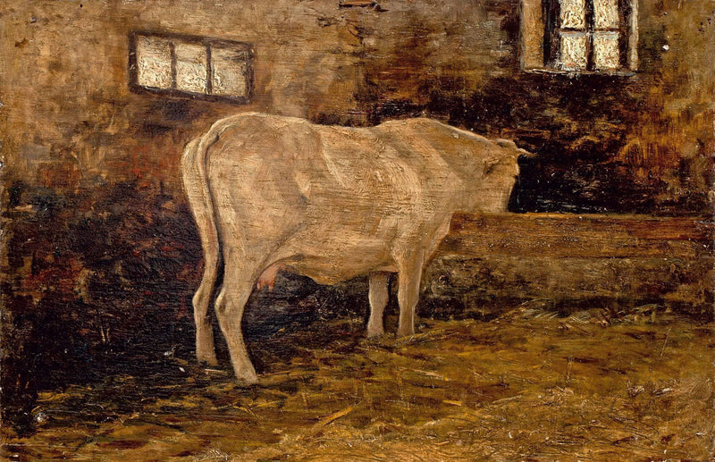 Cow in Stable by Giovanni Segantini — Oil Painting Reproduction