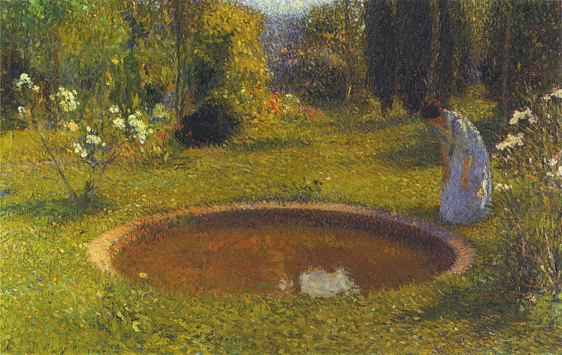 Girl by a Fountain by Henri Martin — Oil Painting Reproduction