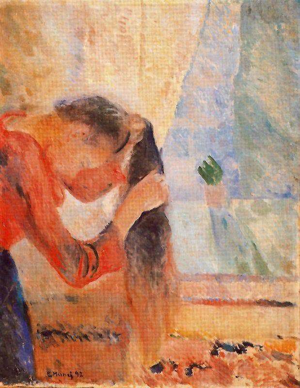 Girl Combing Her Hair by Edvard Munch — Oil Painting Reproduction