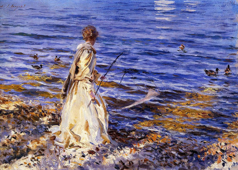 Girl Fishing by John Singer Sargent — Oil Painting Reproduction