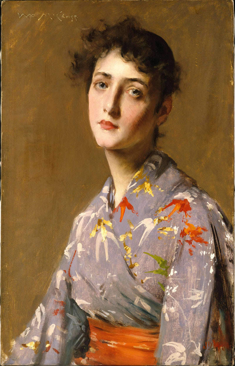 Girl in a Japanese Costume by William Merritt Chase — Oil Painting Reproduction