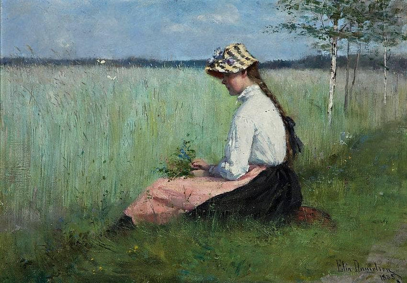 Girl in a Meadow by Elin Danielson-Gambogi — Oil Painting Reproduction
