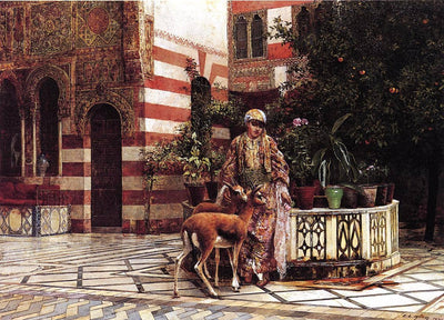 Girl in a Moorish Courtyard in master bedroom