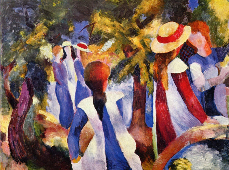 Girl in the greenery by August Macke — Oil Painting Reproduction