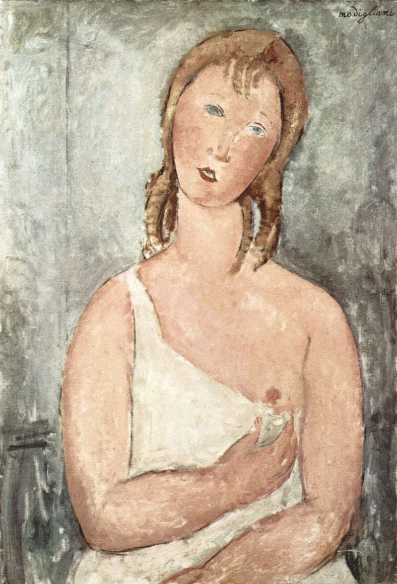 Girl in the shirt (Red-haired girl) by Amedeo Modigliani — Oil Painting Reproduction