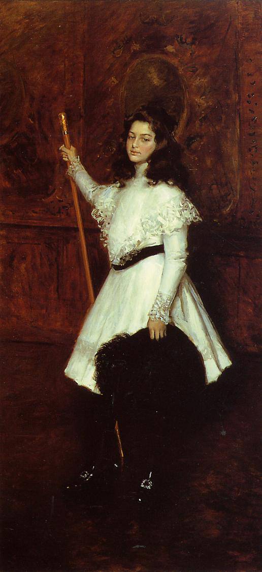 Girl in White, aka Portrait of Irene Dimock by William Merritt Chase, Oil Painting Reproduction