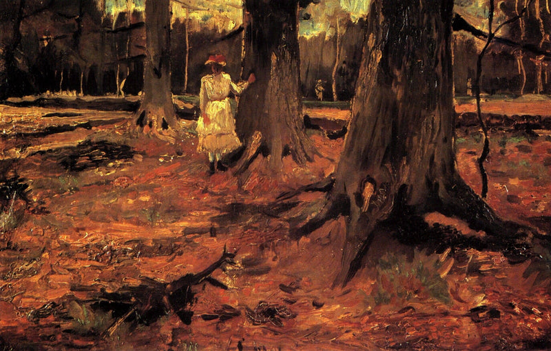 Girl in White in the Woods by Vincent van Gogh — Oil Painting Reproduction