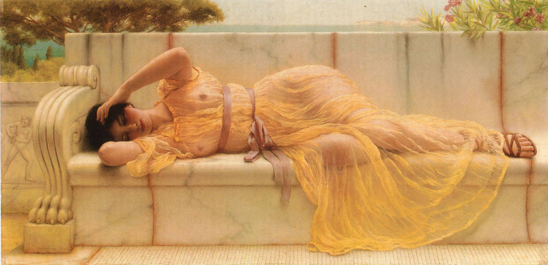 Girl in yellow Drapery by John William Godward, Oil Painting Reproduction
