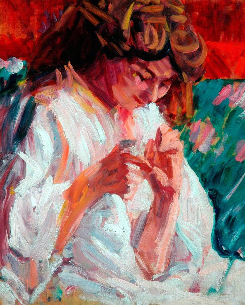 Girl Mending by Roderic O'Conor — Oil Painting Reproduction