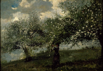 Girl Picking Apple Blossoms in kitchen