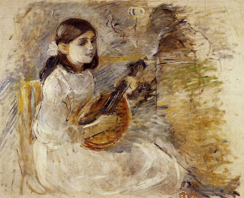 Girl Playing the Mandolin by Berthe Morisot — Oil Painting Reproduction