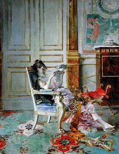 Girl Reading in a Salon in bedroom