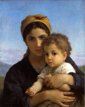 Girl with a Child in bedroom