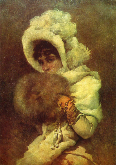 Girl with a clutch in living room