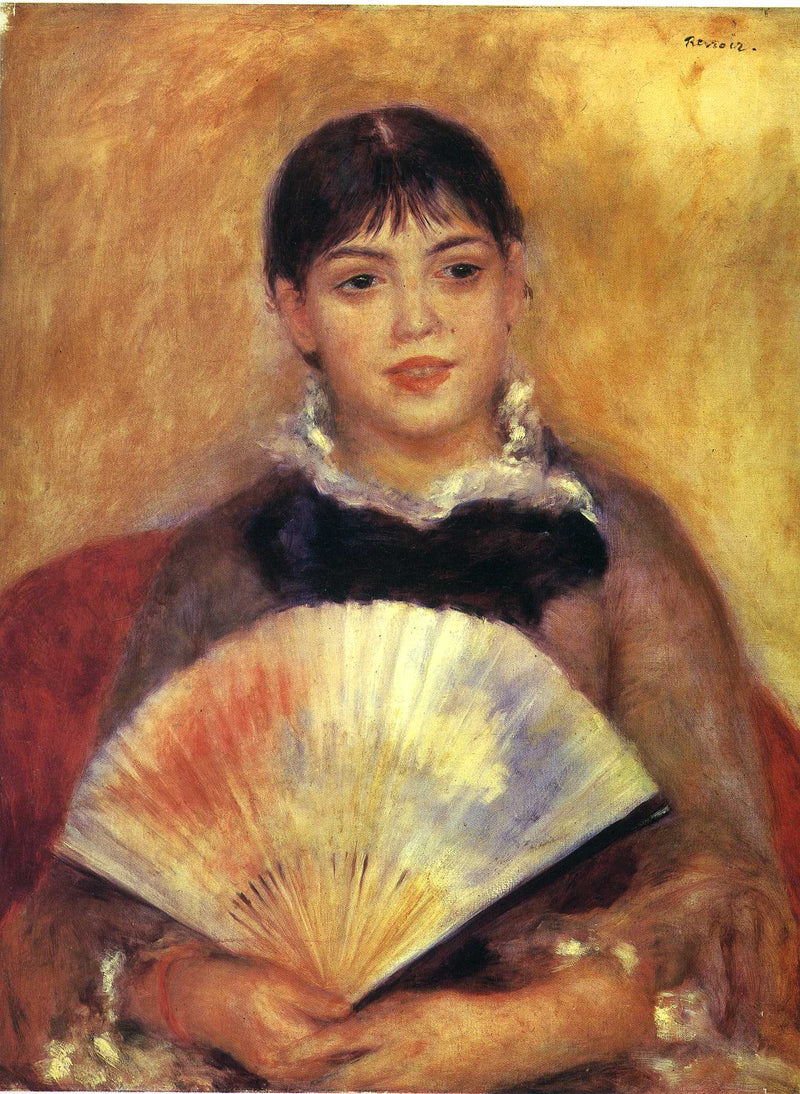 Girl with a Fan ( Alphonsine Fournaise) by Pierre-Auguste Renoir — Oil Painting Reproduction