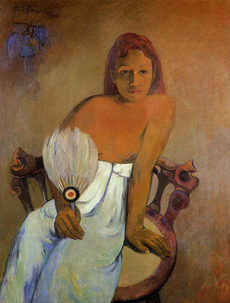 Girl with a Fan by Paul Gauguin — Oil Painting Reproduction