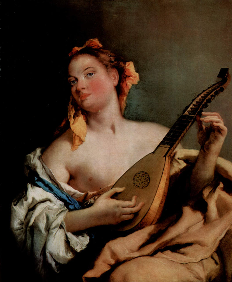 Girl with a Mandolin by Giovanni Battista Tiepolo — Oil Painting Reproduction