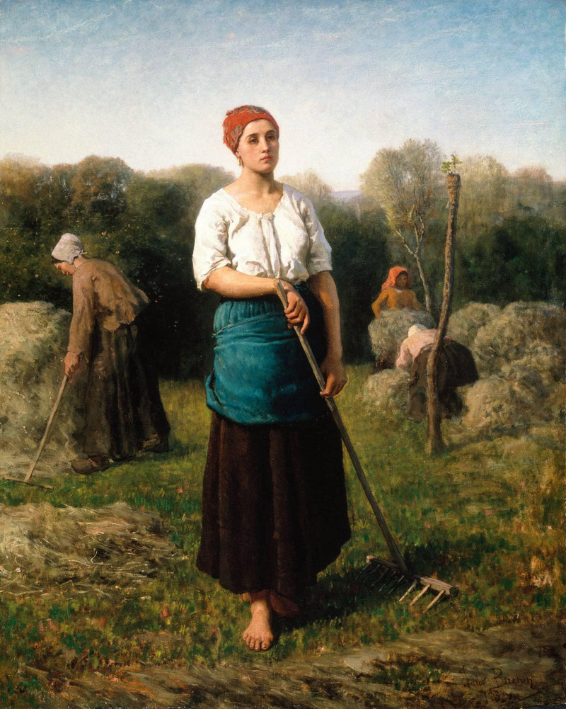 Girl with a Rake by Jules Breton — Oil Painting Reproduction