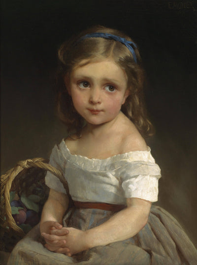 Girl with basket of plums in study