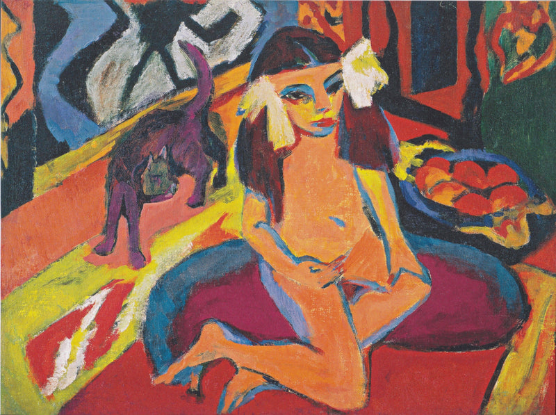 Girl with Cat (Franzi) by Ernst Ludwig Kirchner — Oil Painting Reproduction