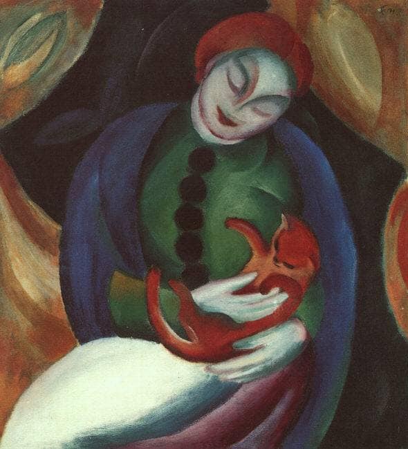 Girl with Cat II by Franz Marc — Oil Painting Reproduction
