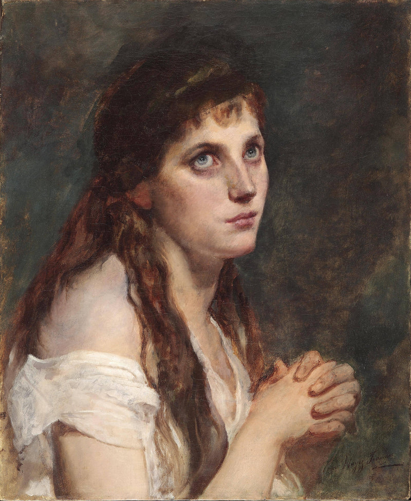 Girl with folded hands by Francesco Hayez — Oil Painting Reproduction