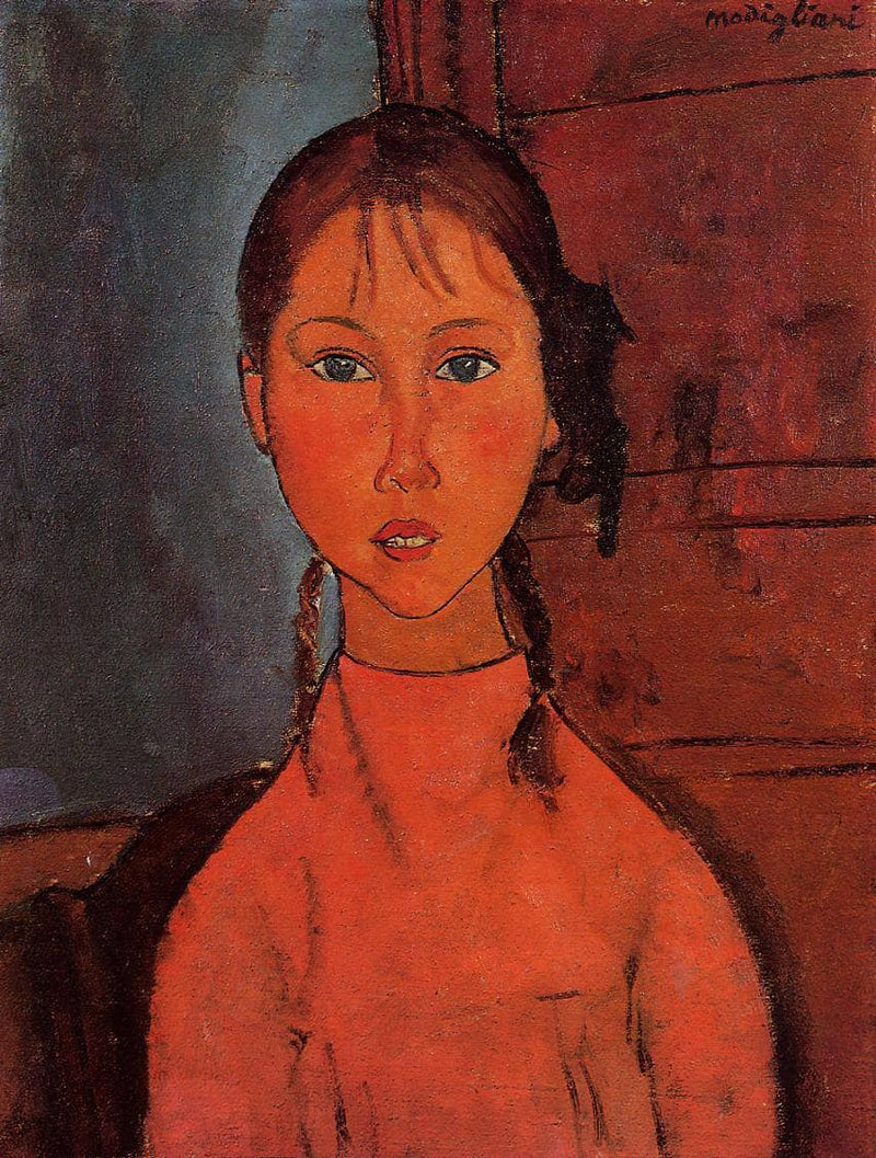 Girl with Pigtails by Amedeo Modigliani — Oil Painting Reproduction