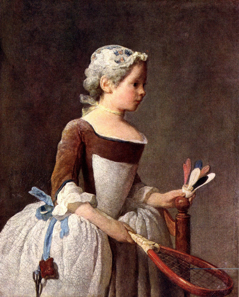 Girl with Racket and Shuttlecock by Jean-Baptiste-Simeon Chardin — Oil Painting Reproduction