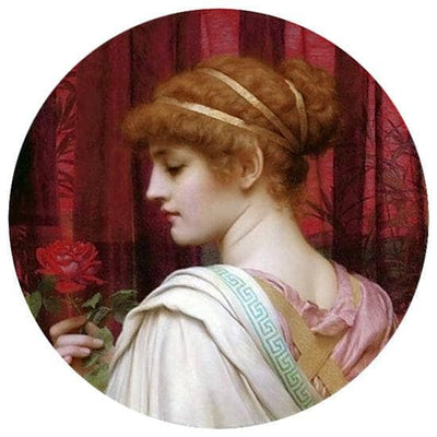 Girl with Red Rose in hallway