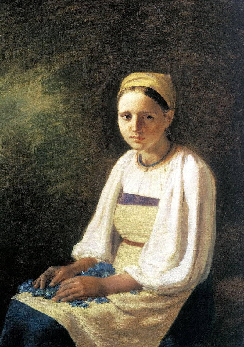 Girl with the Cornflowers by Alexey Venetsianov — Oil Painting Reproduction