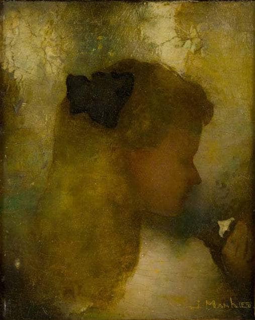 Girl with White Flower by Jan Mankes — Oil Painting Reproduction