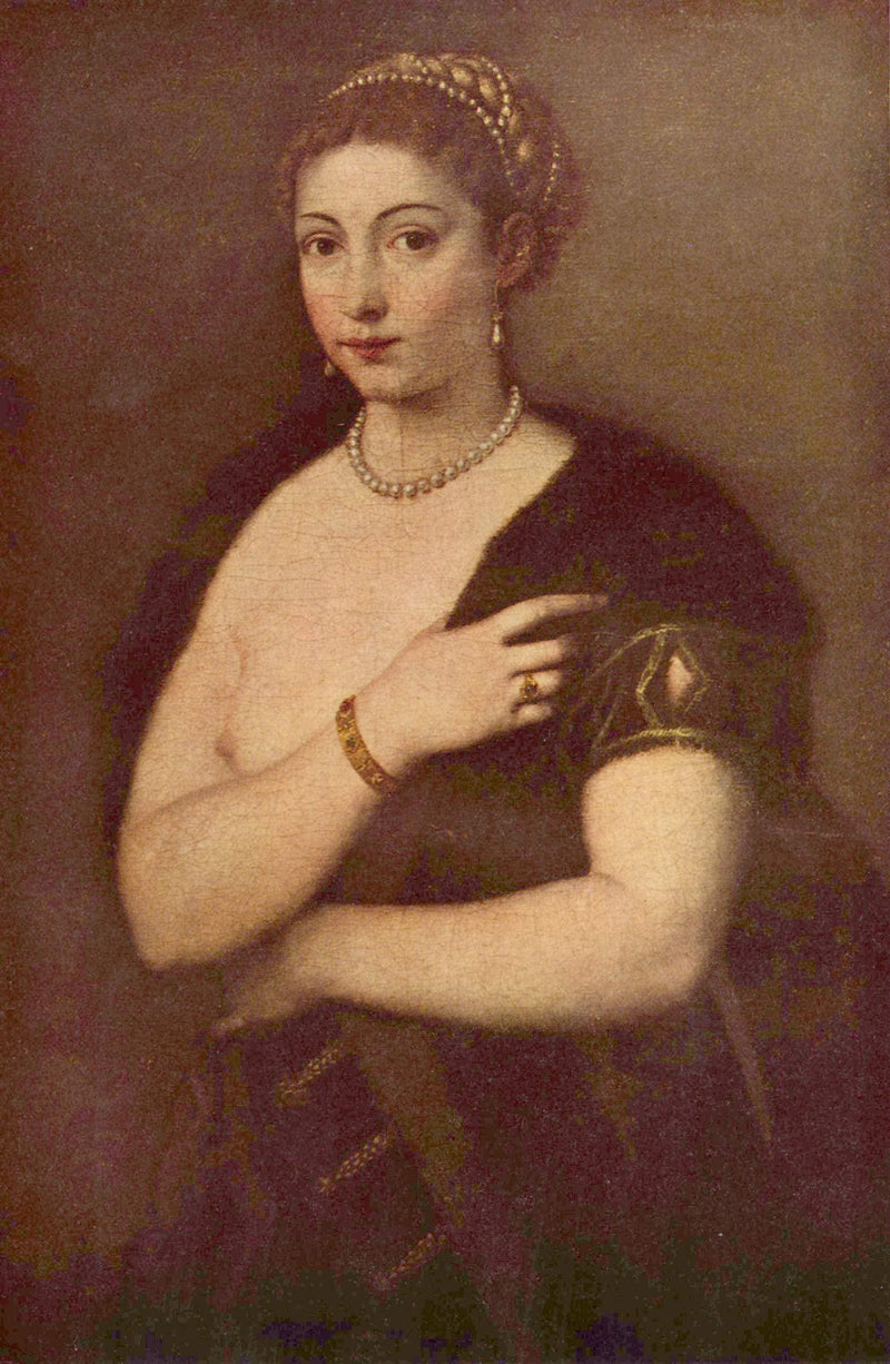 Girls in Furs (Portrait of a woman) by Titian — Oil Painting Reproduction